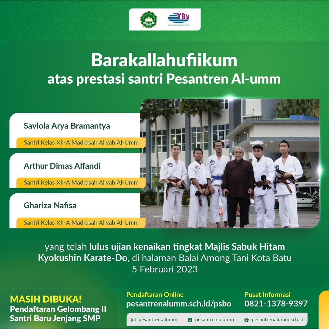 3 Santri Al-Umm Raih Sabuk Hitam Kyokushin Karate-Do